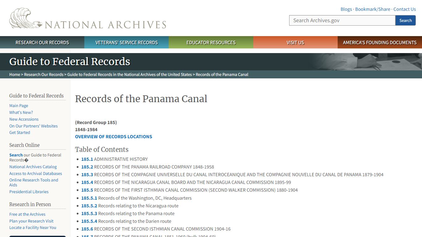 Records of the Panama Canal | National Archives